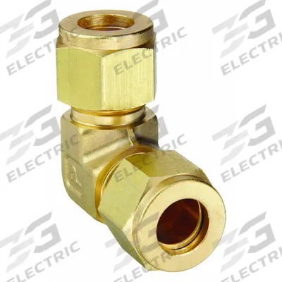 PARKER Compression Fitting Elbow: 1/2 in OD x 1/2 in OD Size, Compression x Compression - Single-Ferrule Brass Compression Fittings