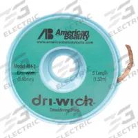 AMERICAN BEAUTY Desoldering Braid: Rosin Flux, # 3, 0.08 in, 5 ft, Green, ESD-Safe (MPN 484-3). Key specifications — Color: Green; Brand: AMERICAN BEAUTY; Manufacturer Part Number: 484-3.