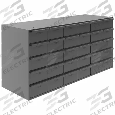 DURHAM MFG Drawer Bin Cabinet: 33 3/4 in x 12 1/4 in x 17 3/4 in, 30 Drawers, Stackable - Modular Metal Small Parts Drawer Cabinets