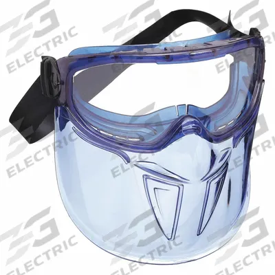 KLEENGUARD Safety Goggles: Clear Lens Color, Anti-Fog, Indirect, Blue - Face-Mask Safety Goggles