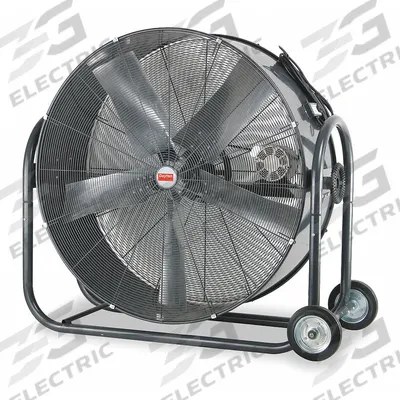 Dayton Portable Fan: 36 in Blade Dia, 120V AC, Mobile, 1 hp, Belt Drive - Standard Industrial Floor Fans