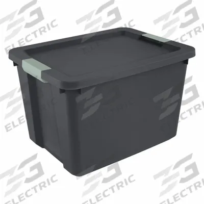 STERILITE Latch Tote: 20 gal, 23 5/8 in x 18 1/4 in x 15 1/2 in, Black Body, 10 to 20 gal - Colored Totes with Latch-On Lids