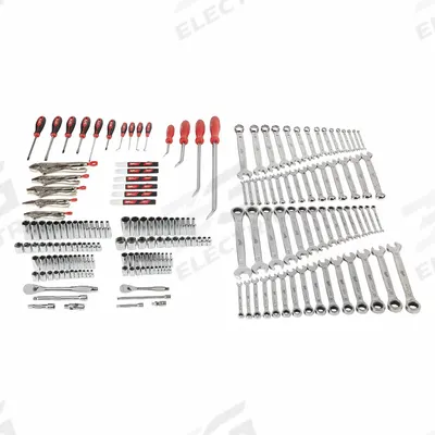 MILWAUKEE Mechanics Tool Set: 191 Total Pcs, Metric/SAE, 1/4 in/3/8 in Socket Drive Size - Tool Sets with Tool Case