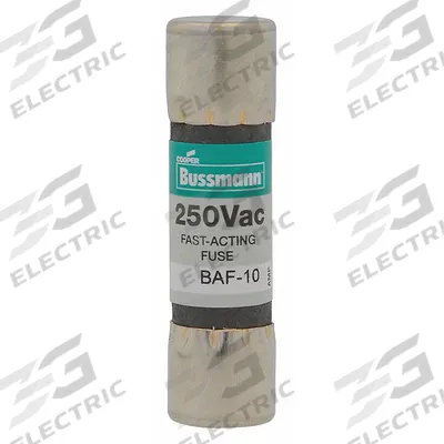 BUSSMANN Fuse: BAF Series, Midget, Fast-Acting, 9 A, 250 V AC, 13/32 in x 1 1/2 in - Fast-Acting Cylindrical Fuses