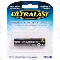 ULTRALAST Rechargeable Battery: 18650 Battery Size, Lithium Ion, 3.7V DC (MPN UL1865-34-1P). Key specifications — Battery Chemistry: Lithium Ion; Voltage - Batteries: 3.7V DC; Brand: ULTRALAST.
