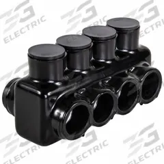 POLARIS Multitap Connector: 4 Port, Double-Sided Entry, 250 kcmil – 750 kcmil Wire Size, Black (MPN IPLD750-4B). Key specifications — Body Material: Aluminum; Brand: POLARIS.