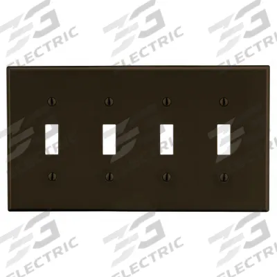 HUBBELL Wall Plate: Toggle, 4 Gang, Brown - General Purpose Wall Plates