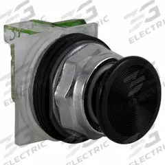 SCHNEIDER Mushroom Head Push Button: Non-Illuminated, Mushroom Head Profile, Non-Metallic, 30 mm (MPN 9001KR4BH13). Key specifications — Brand: SCHNEIDER; Action: Momentary; Series: 9001K; Push Button Material Type: Non-Metallic.