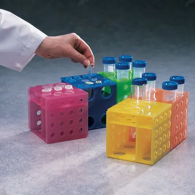 HEATHROW SCIENTIFIC Tube Rack: 4 1/2 in Overall Wd, 4 1/2 in Overall Ht, 4 1/2 in Overall Lg - Lab Storage Racks