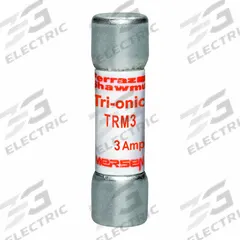 MERSEN Fuse: TRM Series, Midget, Time-Delay, 3 A, 250 V AC, 13/32 in x 1 1/2 in, Non-Indicating (MPN TRM3). Key specifications — Series: TRM; Brand: MERSEN.