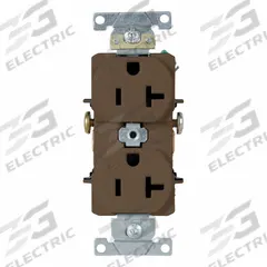 LEVITON Duplex Receptacle/Oultet, 20 Amp: Duplex, 5-20, Brown, 125V AC, 20 A, 2 Pole / 3 Wire (MPN 5342)