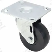 APPROVED VENDOR Plate Caster: Swivel, No Brake, Rubber, 3 1/2 in Wheel Dia, 1 1/4 in Wheel Wd, Slot (MPN P12S-HR035D-P3). Key specifications — Wheel Bearing Type: Delrin; Wheel/Tread Color: Black; Brand: APPROVED VENDOR; Caster Type: Swivel.