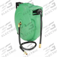 Spring Return Hose Reel: 40 ft (1/2 in I.D.), 1/2 in MNPT, 300 psi Max Op Pressure, Aluminum, Green (MPN 2CUC9). Key specifications — Reel Color: Green; Hose Capacity: 40 ft (1/2 in I.D.); Overall Dimensions: 17-11/16 in L x 8-11/16 in W x 17-1/2 in H; Swivel Material: Aluminum; Hose End Configuration: 1/2 in MNPT; Brand: SPEEDAIRE.