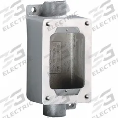 HUBBELL KILLARK Device Box: 1 Gangs, Aluminum, 1/2 in Hub Size, Feed Through, 3 1/2 in Overall Ht (MPN SWB-4). Key specifications — Brand: HUBBELL KILLARK; Hub Type: Feed Through.