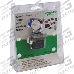 SCHNEIDER Flush Push Button Operator: Non-Illuminated, Flush Profile, Metallic, 22 mm, 1NO (MPN XB4AB1). Key specifications — Brand: SCHNEIDER; Action: Momentary; Series: XB4; Push Button Material Type: Metallic.