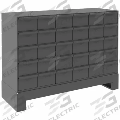 DURHAM MFG Drawer Bin Cabinet: 34 in x 12 in x 26 1/4 in, 30 Drawers, Stackable, Steel - Metal Small Parts Drawer Cabinets with Base