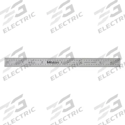 MITUTOYO Flexible Rule: 182-203, 6 in, 0.02 in Thick, 1/100 in/1/64 in, Chrome, Black - Stainless Steel Rulers