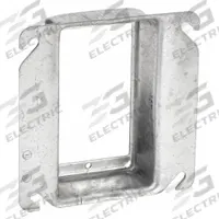 RACO Plaster Ring: Raised, 1 1/4 in Raised Ht, Steel, 4 in Overall Lg, 4 in Overall Wd (MPN 775). Key specifications — Brand: RACO; Material: Steel; Cover Design: Raised.