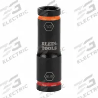 KLEIN TOOLS Flip Impact Socket: 1/4 in, 1/2 in Drive Size, SAE, 1/2 in/9/16 in Socket Size, 6-Point (MPN 66076). Key specifications — attr1215501: KLEIN TOOLS; attr1215515: Manganese Phosphate; attr1215518: 1/2 in.