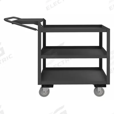 APPROVED VENDOR Utility Cart: 1,200 lb, 3 Shelves, 39 in L x 31 in W x 41 in H Overall Dim - Order-Picking Utility Carts with Lipped Metal Shelves