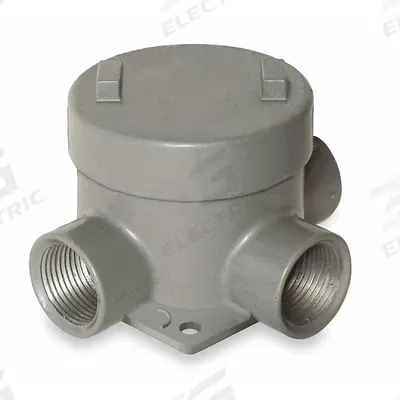 HUBBELL KILLARK Conduit Outlet Body: Aluminum, GE, 3/4 in_1 1/2 in Trade Size, T Body - T Round Body - Tee Type