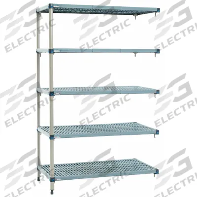 METRO Shelf Plastic Industrial Shelving (5): 24 in x 72 in, 74 in Overall Ht - Quick-Adjust Antimicrobial Stationary Plastic Shelving