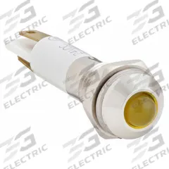 APPROVED VENDOR Raised Panel Light: 5/16 in Panel Mounting Hole Dia, LED, Yellow, Raised Head, M08 (MPN 24M046). Key specifications — Brand: APPROVED VENDOR; Electrical Connection: 0.11 Male Quick Disconnect.