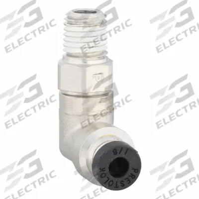 PARKER Push-Fit Elbow Fitting: 1/8 in OD x 1/16 in Pipe Size, Push-to-Connect x MNPTF - Nickel-Plated Brass Tube Fittings