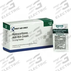 FIRST AID ONLY Topical Anti-Itch: Hydrocortisone Acetate, Cream, Packets, 0.03 oz Size, 25 PK (MPN G486). Key specifications — Purpose: Minor Skin Irritations; Unit Package Type: Packets; Unitized: Unitized; Concentration: Hydrocortisone 1%; Manufacturer Part Number: G486; Alcohol Content: Alcohol Free; Active Ingredient: Hydrocortisone Acetate; Brand: FIRST AID ONLY.