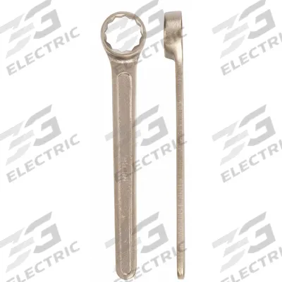 AMPCO Box End Wrench: Natural, 52 mm Head Size, 15 3/4 in Overall Lg, Std - Metric, Single End, 12-Point, Box End Nonsparking Wrenches