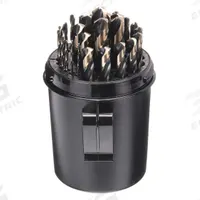 CLE-LINE Mechanics Length Drill Bit Set: 29 Pc, 1/16" to 1/2", 135° Split Point, Black & Gold HSS (MPN C21165). Key specifications — attr1238911: Round Plastic Index.
