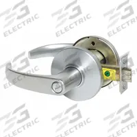 STANLEY SECURITY SOLUTIONS Door Lockset: Privacy Lever Locksets, Chrome, ADA Compliant, LFIC (MPN 9K30L14DS3626). Key specifications — Ligature Resistance: Not Ligature-Resistant; Brand: STANLEY SECURITY SOLUTIONS; Lockset Function ANSI Code: F76; Visual Indicator Message: No Message; Lockset Style: Curved Return; ADA Compliant: Yes; Finish: Satin Chromium-Plated : Zinc Alloy.
