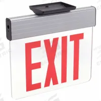Edge-lit Exit Sign: 1 Faces, Red, Aluminum, Universal Field Selectable Chevrons, LED, Silver (MPN EDGNY 1 R EL). Key specifications — Housing Color: Silver; Brand: LITHONIA LIGHTING; Lighting Technology: LED; Self Diagnostics: No; Housing Material: Aluminum; Text Color: Red.
