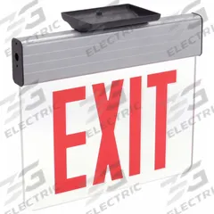 Edge-lit Exit Sign: 1 Faces, Red, Aluminum, Universal Field Selectable Chevrons, LED, Silver (MPN EDGNY 1 R EL). Key specifications — Housing Color: Silver; Brand: LITHONIA LIGHTING; Lighting Technology: LED; Self Diagnostics: No; Housing Material: Aluminum; Text Color: Red.