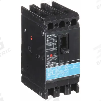 Siemens Molded Case Circuit Breaker: 125 A Amps, 18kA at 480V AC, Fixed, Load Side Lug - ED-Frame Siemens Molded Case Circuit Breakers