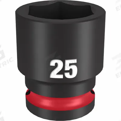MILWAUKEE Standard Impact Socket: 1/2 in Drive Size, Metric, 25 mm Socket Size, 6-Point - 1/2" Drive Impact Sockets