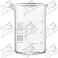GLOBE SCIENTIFIC Beaker: 20 mL, 0.67 fl oz, A, Low Form, Type I, White, Borosilicate Glass (MPN 8010020). Key specifications — attr1371034: Type I; attr1371051: GLOBE SCIENTIFIC; attr1371062: White.