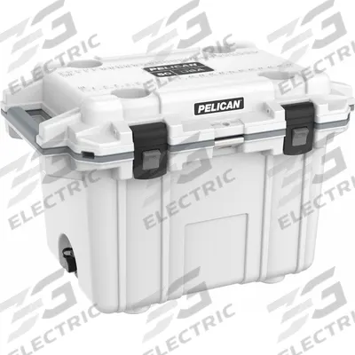 PELICAN Marine Chest Cooler: Gray/White, 38 Cans, 50 qt Cooler Capacity - Heavy-Duty Chest Coolers