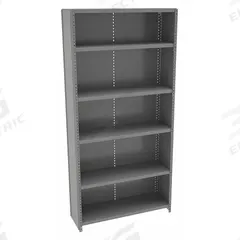TENNSCO Metal Shelving: Standalone, Light-Duty, 36 in x 12 in, 72 in Overall Ht, 6 Shelves (MPN ESPC-6-1236). Key specifications — attr37568: Unassembled; attr35449: Steel; attr37560: Steel; attr37567: Gray; attr33121: TENNSCO.