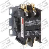 DAYTON Definite Purpose Magnetic Contactor: 2 Poles, 120V AC, 40 A, Non-Reversing (MPN 6GNU9). Key specifications — Brand: DAYTON; Coil Voltage: 120V AC; Contactor Style: HVACR Definite Purpose Contactor; Mounting Style: Through Panel; Terminal Connection Type: Box Lugs; Maximum Voltage Rating: 600V AC; Phase: Single; Main Pole Contact Form: 2NO.