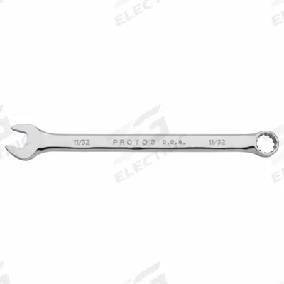 PROTO Combination Wrench: Alloy Steel, Chrome, 11/32 in Head Size, 5 3/4 in Overall Lg - SAE Spline Combination Wrenches