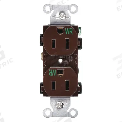 HUBBELL Receptacle: Duplex, 5-15, Brown, 125V AC, 15 A, 2 Pole / 3 Wire (MPN BR15WR) - General Purpose Receptacles