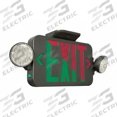 LED Lighted Exit Sign: Black, 1 or 2 Faces, Green/Red, LED, Ceiling, Nickel-Metal Hydride (MPN CCRGRCB). Key specifications — attr57984: 120/277V AC; attr57974: No; attr57949: Black; attr57928: COMPASS; attr57944: Universal Field Selectable Chevrons; attr57957: LED; attr57972: Yes; attr57980: Green/Red.