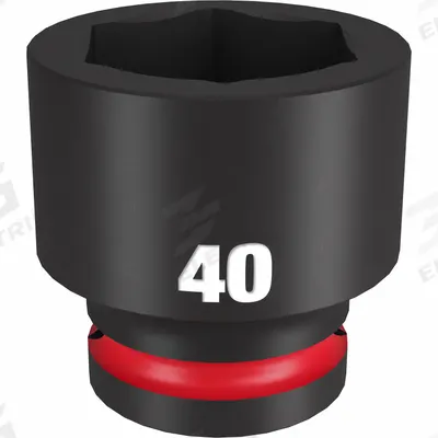 MILWAUKEE Standard Impact Socket: 3/4 in Drive Size, Metric, 40 mm Socket Size, 6-Point - 3/4" Drive Impact Sockets