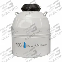 AMERICAN BIOTECH SUPPLY Cryogenic Canister: 47.4 L Capacity, 20 in Overall Dia, 26 1/2 in Overall Ht (MPN ABS SSC 47-6). Key specifications — Brand: AMERICAN BIOTECH SUPPLY; Material: Aluminum; Includes: LN2 Measuring Ruler.