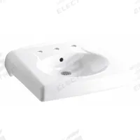 KOHLER Bathroom Sink: Brenham™, White, Vitreous China, 22 in Overall Lg, 19 3/4 in Overall Wd (MPN K-1997-SS8-0). Key specifications — Series: Brenham™; Includes: Wall Hanger; Color: White; Brand: KOHLER; Sink Type: Bathroom; Material: Vitreous China; Sink Material: Ceramic.