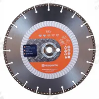 HUSQVARNA Diamond Saw Blade: Concrete/Hard Metals/Iron/Metal/PVC/Roof Tile/Steel/Tile Backer Boards (MPN FR3-14). Key specifications — attr1097734: Wet/Dry; attr1097738: Power Cutter; attr1097751: HUSQVARNA.