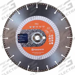 HUSQVARNA Diamond Saw Blade: Concrete/Hard Metals/Iron/Metal/PVC/Roof Tile/Steel/Tile Backer Boards (MPN FR3-14). Key specifications — attr1097734: Wet/Dry; attr1097738: Power Cutter; attr1097751: HUSQVARNA.