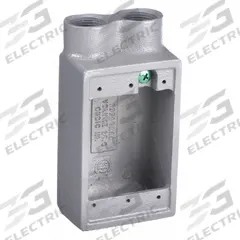 HUBBELL KILLARK Electrical Box: Iron, Rectangular, 1 Gangs, 3/4 in Hub Size, 18 cu in Capacity, Gray (MPN FSS-2M). Key specifications — Color: Gray; Brand: HUBBELL KILLARK.