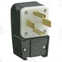 LEVITON Straight Blade Plug: 14-60P, 125/250V AC, 60 A, 3 Pole, 4 Blade, Black (MPN 9462-P)